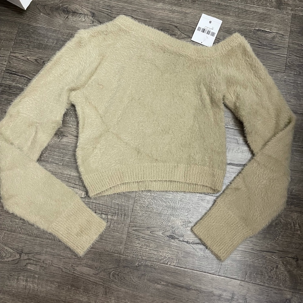 NWT Forever 21 Asymmetrical Shoulder Fuzzy Sweater